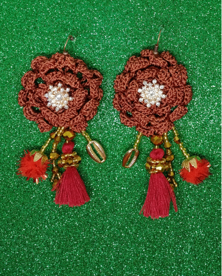 Háčkované  dizajnové náušnice "Lekcie šarmu z dizajnu"